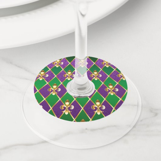 Juwelry Background Mardi Gras Wijnglaslabel (Dichtbij)