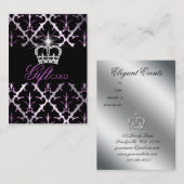 Juwelry Crown Damask Elegant Gift Certificate Purp Kortingskaartje (Voorkant / Achterkant)