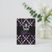Juwelry Crown Damask Elegant Gift Certificate Purp Kortingskaartje (Staand voorkant)