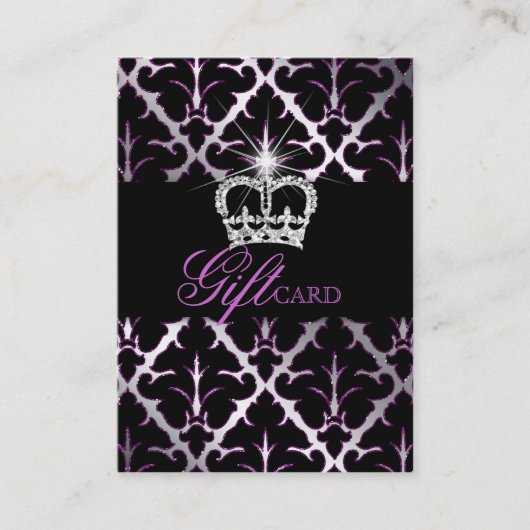 Juwelry Crown Damask Elegant Gift Certificate Purp Kortingskaartje (Voorkant)