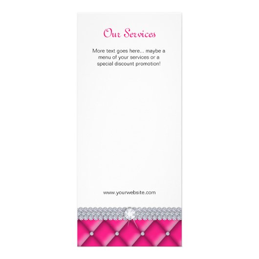 Juwelry Crown Mode Tufted Satin Pink Reclamekaart (Achterkant)