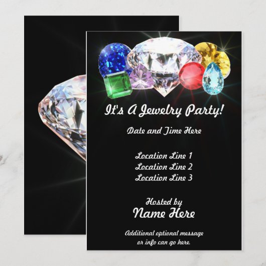 Juwelry Party Custom Invites Kaart (Voorkant / Achterkant)