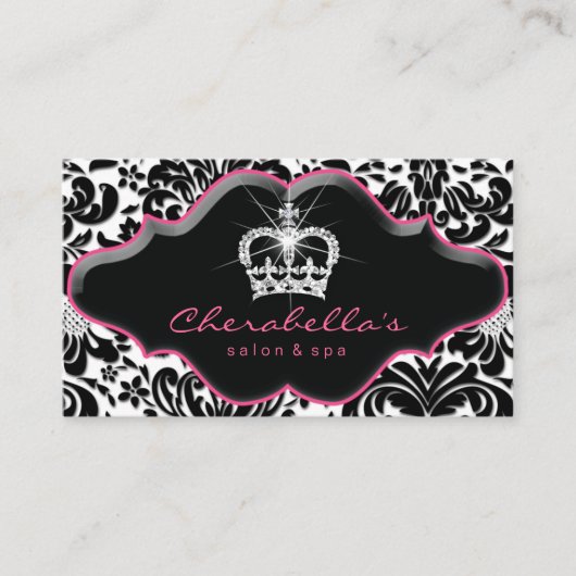 Juwelry Princess Crown Floral Damask Loyalty Card. (Voorkant)