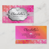 Juwelry Visitekaartje Lace Pink Oranje Heart (Voorkant / Achterkant)