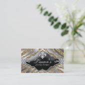 Juwelry Zebra Fleur de lis Sparkle Gold Visitekaartje (Staand voorkant)