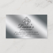 Juwelry Zebra Fleur de lis Sparkle Hot Pink Visitekaartje (Achterkant)