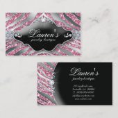 Juwelry Zebra Sparkle Roze Luxury SB Visitekaartje (Voorkant / Achterkant)