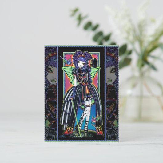 Juxtapose Rainbow Fairy Carnival Briefkaart (Staand voorkant)
