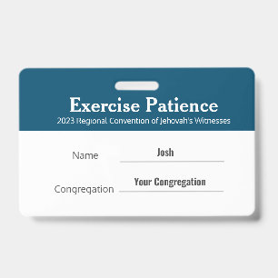 JW 2023 Conventie Custom Name Oefening Patience Badge