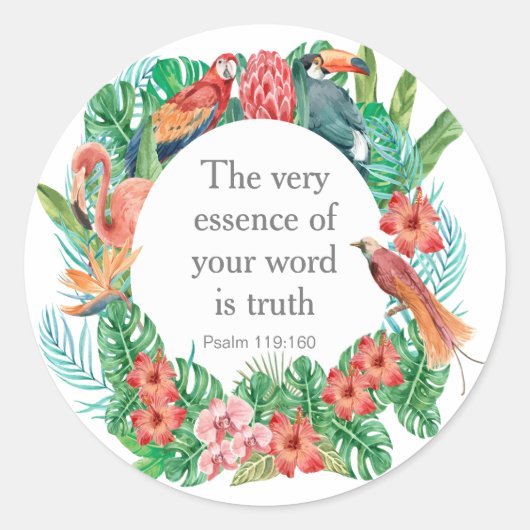 JW 2023 jaartekst Psalm 119:160 Oerwoud Ronde Sticker (Voorkant)
