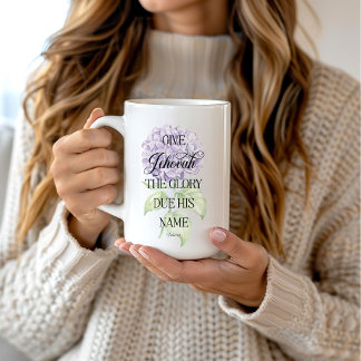 JW 2025 Jaar Tekst Koffie Mok met Hortensia's