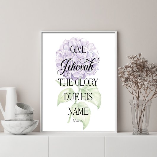 JW 2025 Jaar Tekst met Hydrangea Print