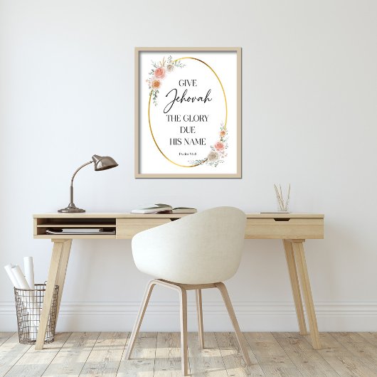 JW 2025 Jaar Tekst met Rozen Print