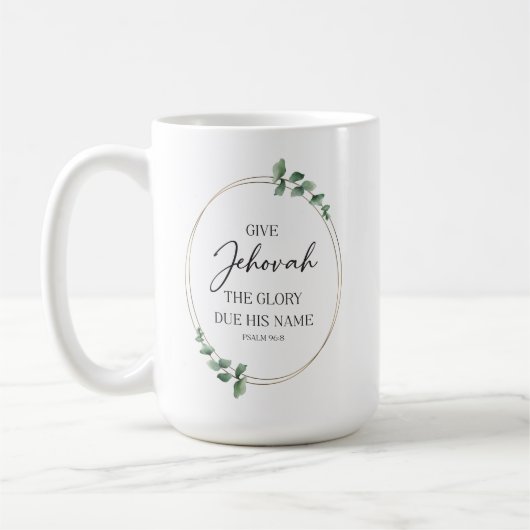 JW 2025 Jaar Tekst Mok met Eucalyptus (Links)