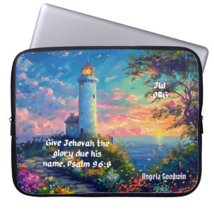 JW 2025 Jaar Tekst Psalm 96:8 Gepersonaliseerd Laptop Sleeve