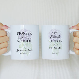 JW 2025 Pioneer Service School met Jaar Tekst Koffiemok
