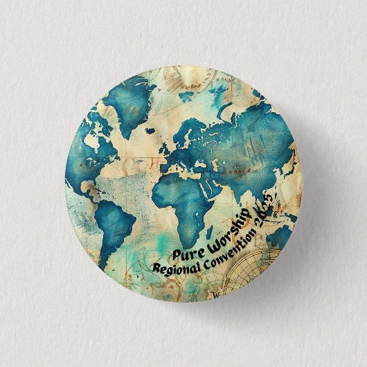 JW 2025 Pure Worship Regionale Conventie Pin Ronde Button 3,2 Cm (Voorkant)