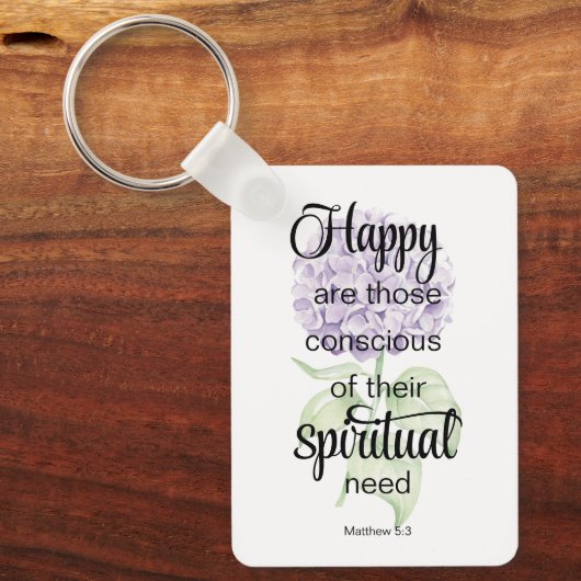 JW 2025 Year Text with Hydrangea Print Sleutelhanger (Voorkant)