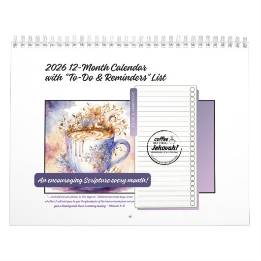 JW 2026 12-Month Coffee Calendar in Watercolors Kalender (Hoes)