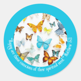 JW 2026 Jaar Tekst Kleurrijke Vlinders Ronde Sticker
