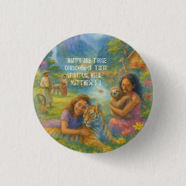 JW 2026 Jaar Tekst Mattheüs 5:3 Paradijs Scene Ronde Button 3,2 Cm