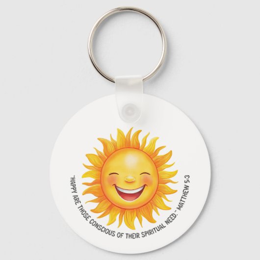 JW 2026 Jaar Tekst Mattheüs 5:3 Zonneschijn Sleute Sleutelhanger (Achterkant)