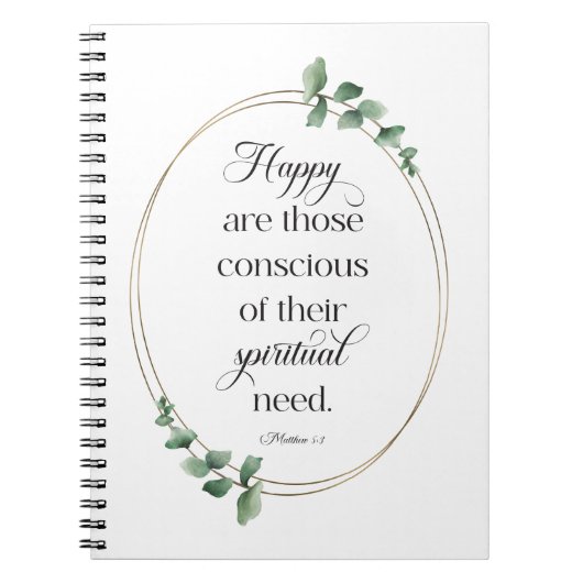 JW 2026 Jaar Tekst met Eucalyptus Mattheüs 5:3 Notitieboek (Voorkant)
