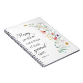 JW 2026 Jaar Tekst met Lente Bloemen Mattheüs 5:3 Notitieboek (Rechterzijde)