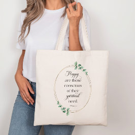 JW 2026 Jaartekst met Eucalyptus Matteüs 5:3 Tote Bag