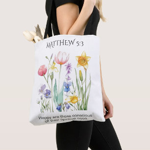 JW 2026 Jaartekst met waterverf bloemen Wit Tote Bag