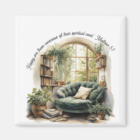 JW 2026 Year Text Matthew 5:3 "Cozy Nook" Magneet (Voorkant)