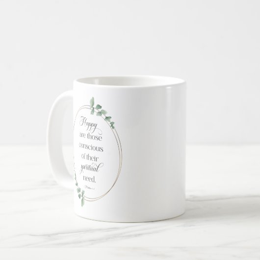 JW 2026 Year Text with Eucalyptus Matthew 5:3 Koffiemok (Voorkant links)