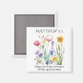 JW 2026 Year Text with Watercolor Florals Magneet (Voorkant / Achterkant)