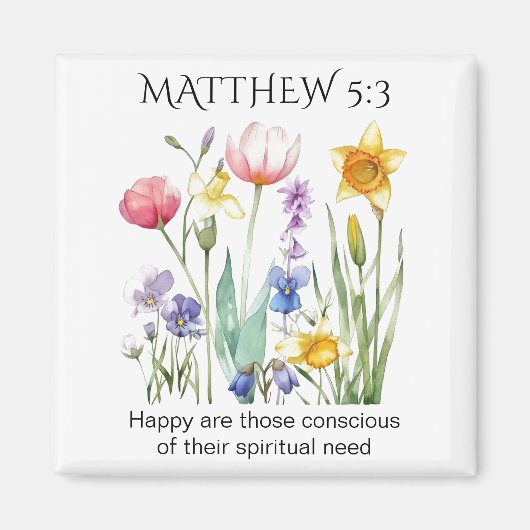 JW 2026 Year Text with Watercolor Florals Magneet (Voorkant)