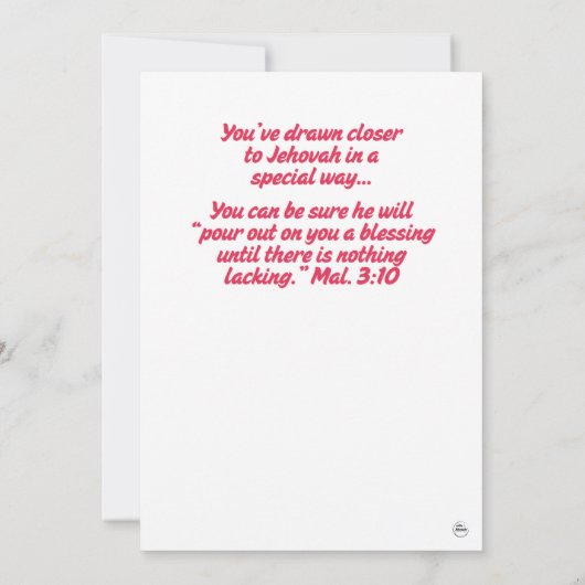 JW Baptism Card Welcome to the Best Life Ever Kaart (Achterkant)