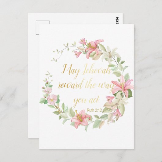 JW Baptism Gifts - Ruth 2:12 Briefkaart (Voorkant / Achterkant)