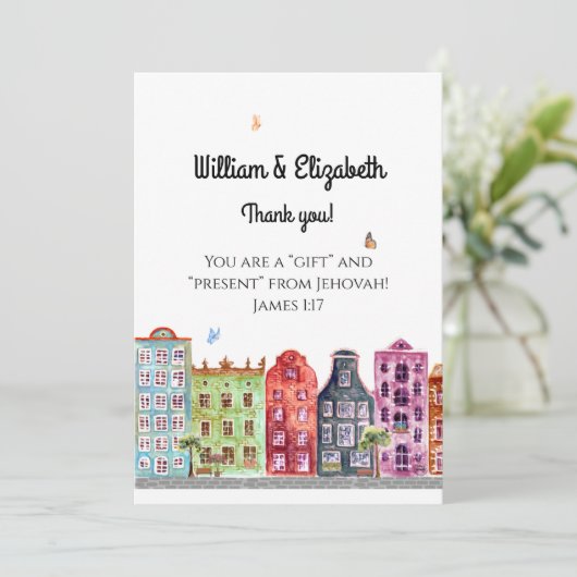 JW C.O. & Vrouw Dank u-Nieuwe Opdracht Kaart (Staand voorkant)