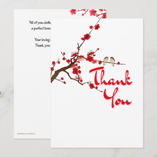 JW Cherry Blossom Schriftuurlijke bedankkaart Kaart (Voorkant / Achterkant)