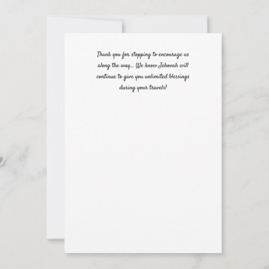 JW Circuit Overseer en vrouw bedankkaart Kaart (Achterkant)