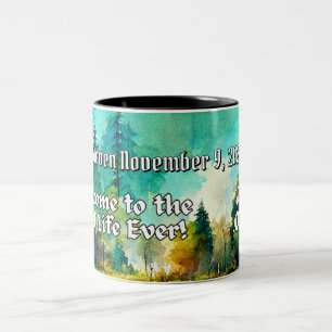 JW Doopsel Gift voor New Brothers Mountain Scenery Tweekleurige Koffiemok