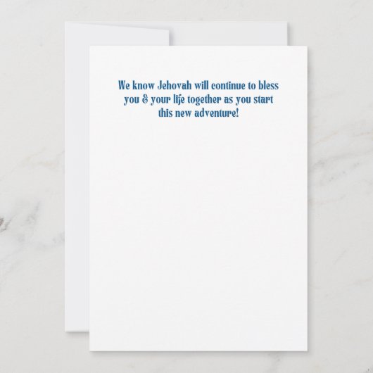 JW feliciteert met de Bethel Acceptance Kaart van  (Achterkant)