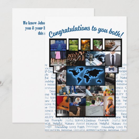 JW feliciteert met de Bethel Acceptance Kaart van  (Voorkant / Achterkant)