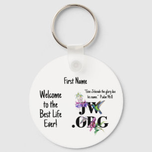 JW gepersonaliseerde doop cadeau Sleutelhanger voo