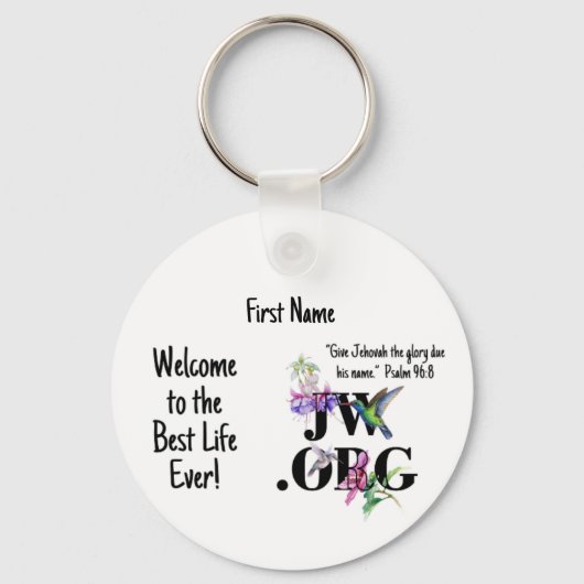 JW gepersonaliseerde doop cadeau Sleutelhanger voo (Voorkant)