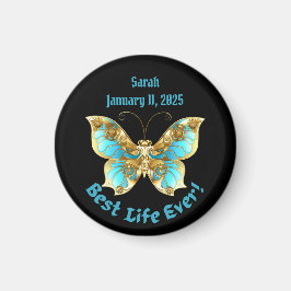 JW Gepersonaliseerde doop Keepsake Gouden Vlinder Magneet