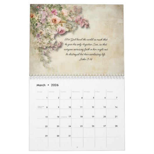 JW God's Love 2026 Kalender Shabby Chic Floral (Mar 2026)