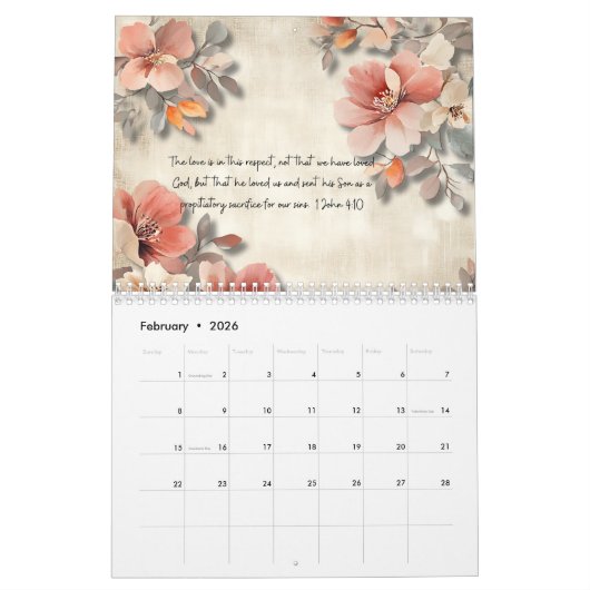 JW God's Love 2026 Kalender Shabby Chic Floral (Feb 2026)