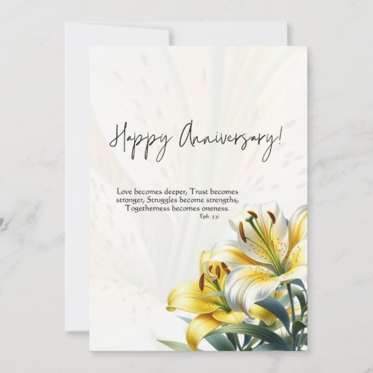 JW Happy Jubileum Kaart Yellow & White Lelies (Voorkant)