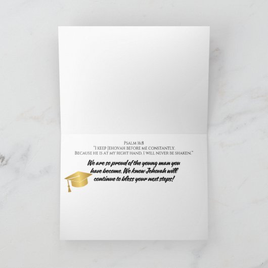 JW High School Afstuderen Kaart 2025 Psalm 16:8 (Binnen)