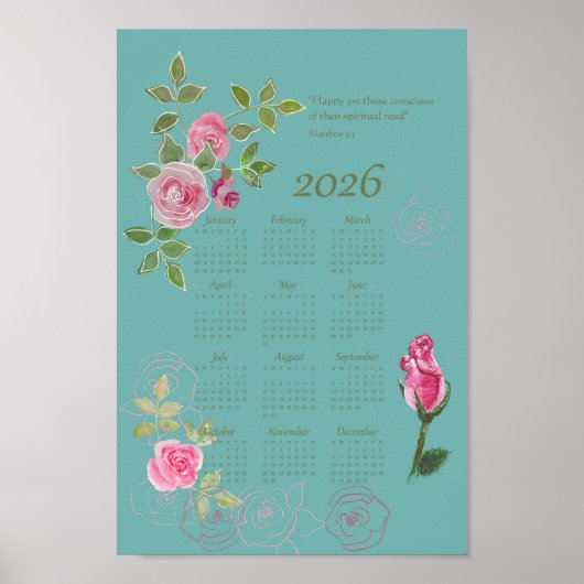 JW jaar tekst kalender aanpasbaar Poster (Voorkant)